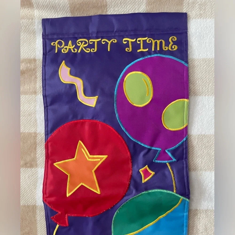 Vintage Party Time Yard Flag 12x30 inches